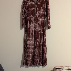 Geometric Patterned Long Sleeve Dress